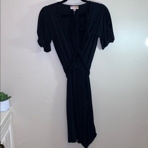 Hale Bob Vintage Black Cold Shoulder Draped Dress